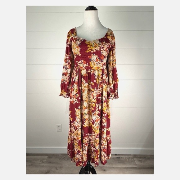 Skies Are Blue Dresses & Skirts - New Skies are Blue Tiered Peasant Dress Women S 4 6 Floral Boho Cottagecore Midi